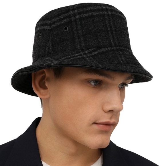 Burberry Wool Check Bucket Hat Size M New - Picture 4 of 5